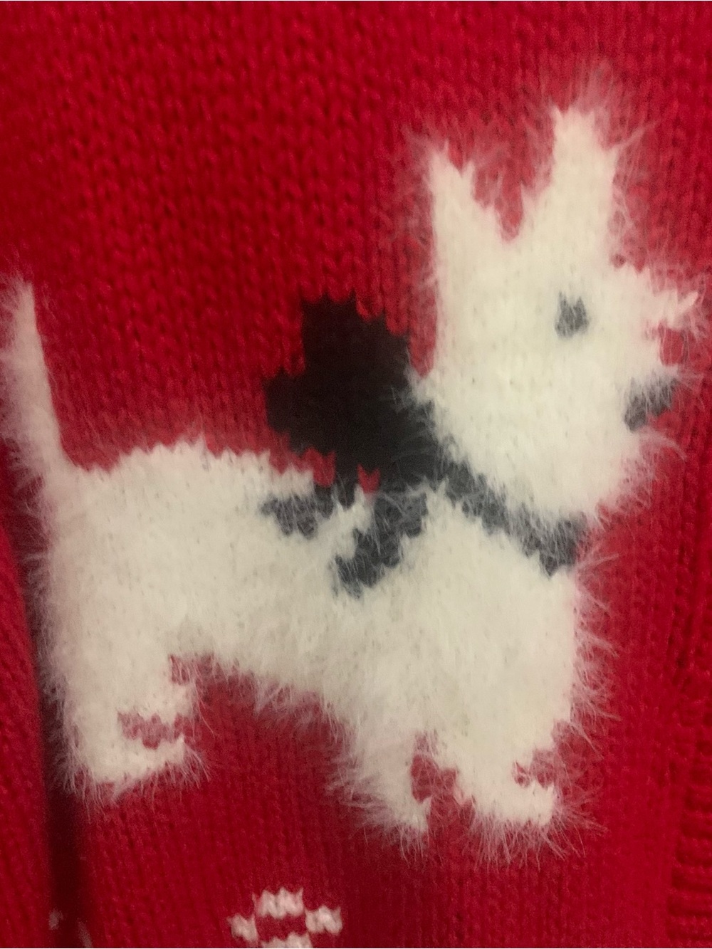 Talbots Red Scotty Dog Button Front Cardigan with Gold Buttons Fair Isle Sz Lg - Picture 4 of 6